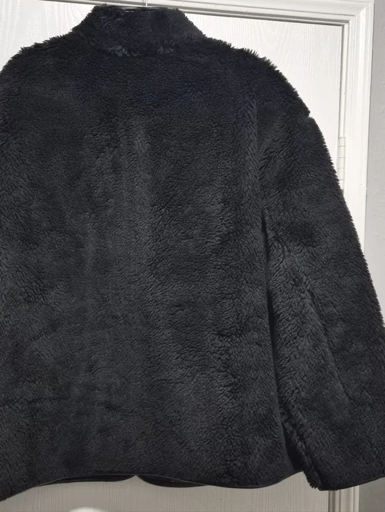 GAP Womens Nwt Recycled Black Sherpa & Vegan Leather Trim Jacket Sz L - Picture 8 of 10